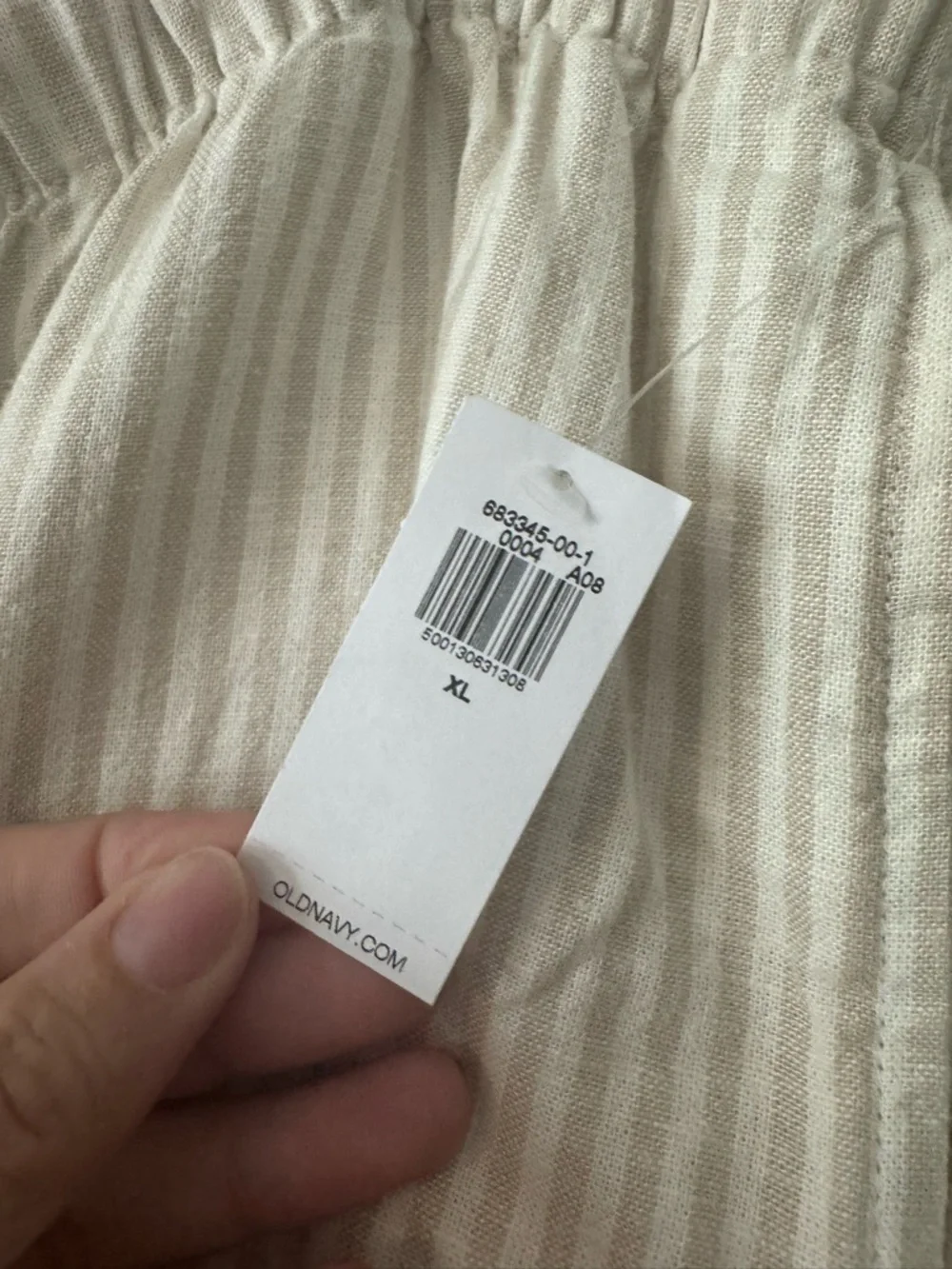NWT Old Navy White/Tan Striped Linen Pants - Picture 2 of 5